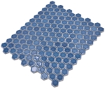 Mosaik Hexagon uni blaugrün glänzend Keramik Hexagonoptik
