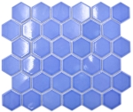 Keramikmosaik Mosaikfliese Hexagon Kornblume Blau glänzend Fliesenspiegel Küchenfliese Badfliese - 11H-6501