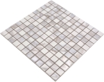 Mosaikfliesen Keramikmosaik Steinzeug carrara Optik white glänzend Marmoroptik