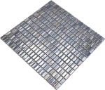 Mosaik Rechteck ECO uni schwarz metallic 3D Glas Kreuzverbandoptik glänzend