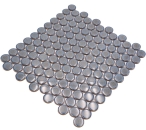 Mosaik Knopf uni graublau glänzend Keramik Rundoptik