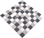 Mosaik quadratisch Marmor mix Botticino Grey Nero beige grau schwarz matt kontrastreich