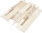Mosaïque composite marbre-céramique, mélange beige, 3F, pierre naturelle, marron mat