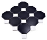 Mosaik Octa schwarz matt mit weiß glänzend Keramik Octagonoptik