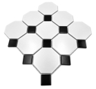 Mosaik Octa weiß matt mit schwarz glänzend Keramik Octagonoptik
