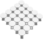 Mosaico octogonal blanco mate con ceramica metalizada brillante aspecto octogonal gris metalizado