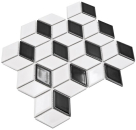 Mosaico 3D cubo blanco negro brillante cubo de ceramica mirada mezcla