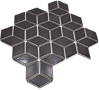 Mosaico 3D cubo liso negro brillante ceramica cubo mirada