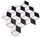 Mosaik 3D Würfel weiß schwarz matt Keramik Würfeloptik mix