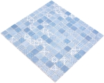 Mosaique Carre ECO mix bleu patchwork verre retro mat