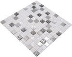 Mosaik Selbstklebend Quadrat Glasmosaik Stahl mix weiß Glas Mix Transluzent Edelstahl glänzend