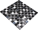 Mosaik Selbstklebend Quadrat Glasmosaik Stahl mix schwarz Glas Mix Transluzent Edelstahl glänzend