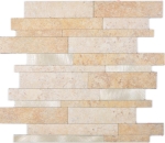 selbstklebende Vinyl Mosaikmatte Steinoptik Hellbeige Creme Gold Stäbchen Fliesenspiegel Küche - 200-36LBG