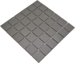 Mosaik Quadrat uni metall Keramik grau matt R10B