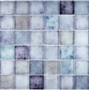 Mosaique Carre Mosaique de verre mix bleu translucide aspect beton bleu brillant
