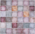 Verre Mosaique Carreau Qudrat gris Marron Mix EVENING Revetement mural Cuisine - 88-0412