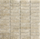 Mosaik Fliese Keramikmosaik Stäbchen beige gelb Travertin Steinoptik 24-STSO67