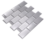 Mosaique Vinyle autocollant Steel Subway pack de 4 argente brillant