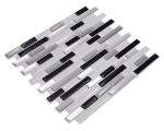 Mosaique Autoadhesive Vinyl Calm argent oblong Pack de 4 argente noir blanc brillant