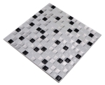 Mosaik Selbstklebend Vinyl Squares Black and White Steels 4er Pack silber schwarz weiß glänzend