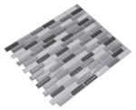 Mosaique Adhesif Vinyl Grey argent oblong pack de 4 argent blanc brillant