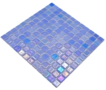Mosaique Carre ECO Shell AZURE 25 PUR Verre aspect naturel bleu brillant