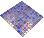 Mosaico quadrato ECO Shell SAPHIRE 25 PUR vetro naturale blu scuro lucido