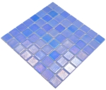 Mosaique carree ECO Shell AZURE 38 PUR verre aspect naturel bleu brillant