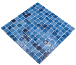 Mosaico quadrato ECO OLYMPIC 25 PUR vetro aspetto naturale mix blu lucido