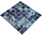 Mosaic square ECO ROYAL 38 PUR glass natural look mix royal blue glossy