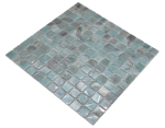 Mosaïque, mosaïque de piscine, turquoise, bleu, gris, crème, reflets argentés