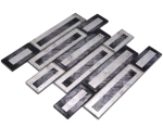 Mosaikfliesen Glasmosaik 2D-Optik schwarz silber grau schattiert Crystal