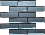 Mosaique Rectangle Mosaique de verre 3D greyblue Translucide gris-bleu brillant