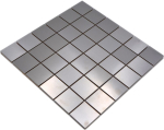 Mosaico de azulejos de acero inoxidable de plata de acero cepillado cocina pared bano azulejos mosaico estera - 129-48D - Kopie