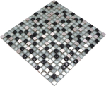Mosaico cuadrado vidrio mosaico acero mezcla plata negro mezcla translucido acero inoxidable brillante