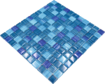 Mosaikfliesen Glasmosaik Bordüre Ocean Blau Style Quadrat Crystal