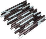 Mosaikfliesen Glasmosaik Silber Anthrazit Schwarz Struktur Stäbchen Crystal