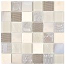 Glasmosaik Mosaikfliesen Steinmosaik Stahl Relief beige cream schlamm Wand Fliesenspiegel Küche Bad 88-1224