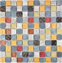 Mosaico translucido gris negro Mosaico de vidrio Piedra de cristal gris negro oro 83-0207