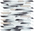 Mosaique de verre en batonnets Carreaux de mosaique argent metal anthracite noir mur carrelage cuisine salle de bain 86-0203