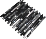 Mosaik Verbund Glasmosaik Stahl mix schwarz Glas Mix Transluzent Edelstahl Verbundoptik glänzend