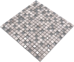 Mosaikfliesen Glasmosaik Naturstein hellgrau silber cream Quadrat Crystal