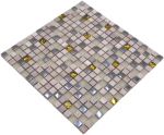 Mosaico di vetro pietra naturale grigio chiaro lucido oro crema texture 92-HQ12 - Kopie