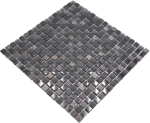 Mosaikfliesen Glasmosaik Naturstein Rustikal dunkelgrau grafitschwarz Quadrat Crystal