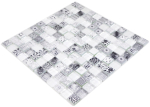Mosaikfliese Glasmosaik Mix Super Weiß Schwarz Wand