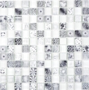 Mosaique de verre Mosaique Mix Super Blanc Noir Mur Carrelage Cuisine Douche Salle de Bain - 74-0203