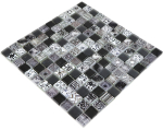 Mosaico di vetro piastrelle nero bianco mix muro piastrelle backsplash doccia bagno - 74-0322 - Kopie
