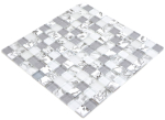 Mosaikfliesen Glasmosaik Fliese Super Weiß Grau Klar Quadrat Crystal