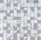 Mosaique de verre Super Blanc gris Clair Mur Carrelage Cuisine Douche Salle de bains - 74-2000