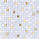 Glasmosaik Naturstein Rustikal weiß gold matt glänzend - 92-640